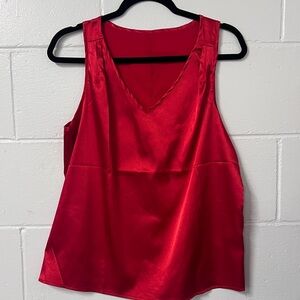 Red silky dressy tank